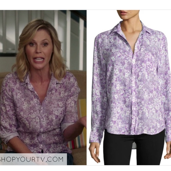 Frank & Eileen Blouse Barry Button Down In Purple Floral Linen